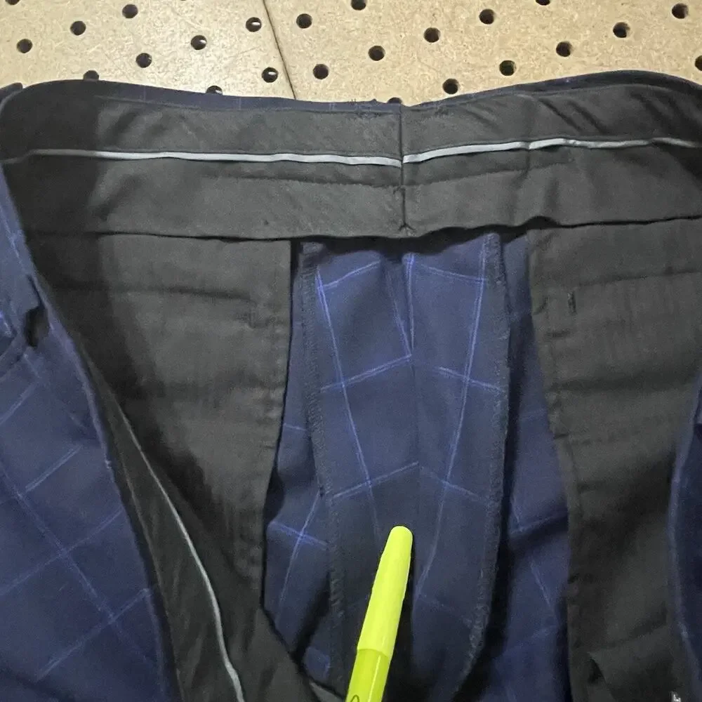 Indochino 2pc Suits Mens Size 44 R Navy Windowpane Camo Lined Jacket Pants 36x31